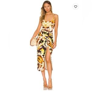 Inez midi dress in yellow butterfly